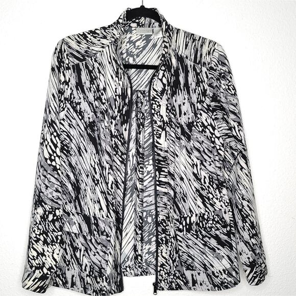 Zenergy Chico's Metallic Zebra Print Full Zip Lightweight Jacket, Size 8 Medium - Picture 1 of 12